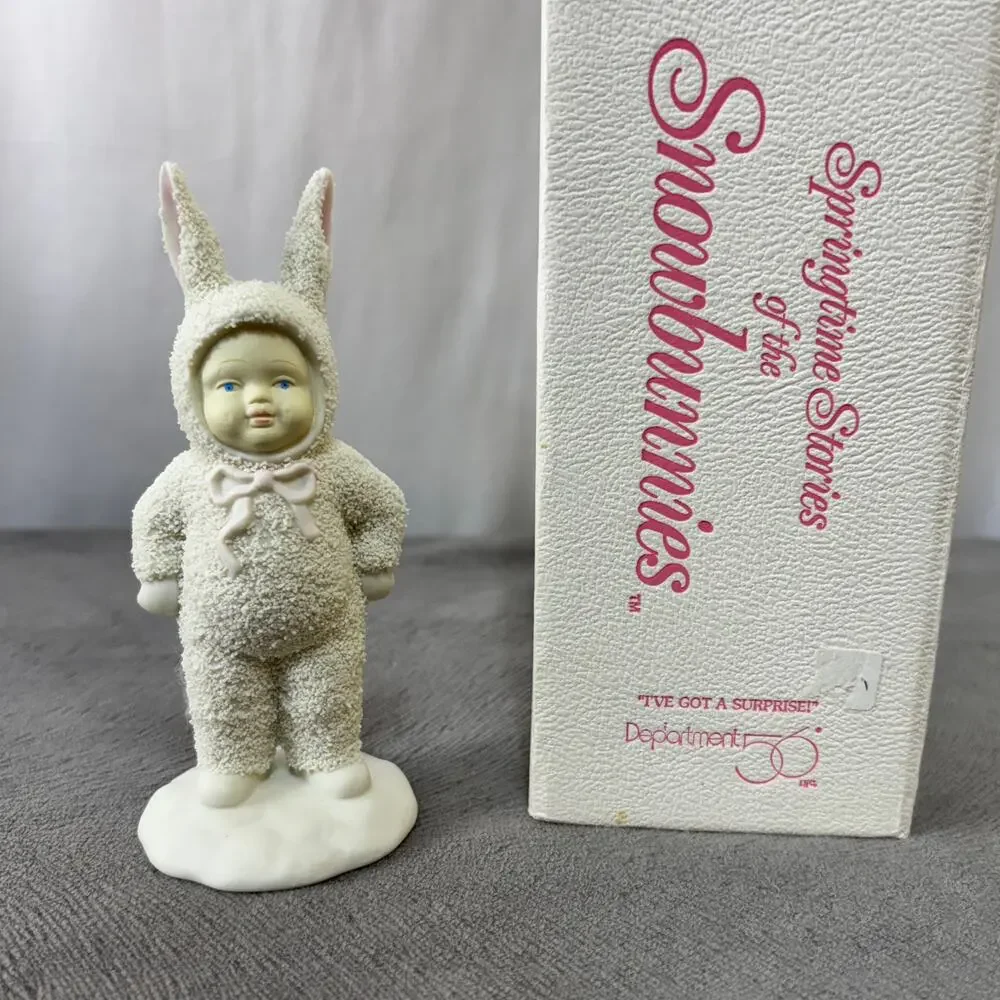 Dept. 56 Snowbunnies I've Got A Surprise For You Bunny W/ Egg Hidden Behind Back